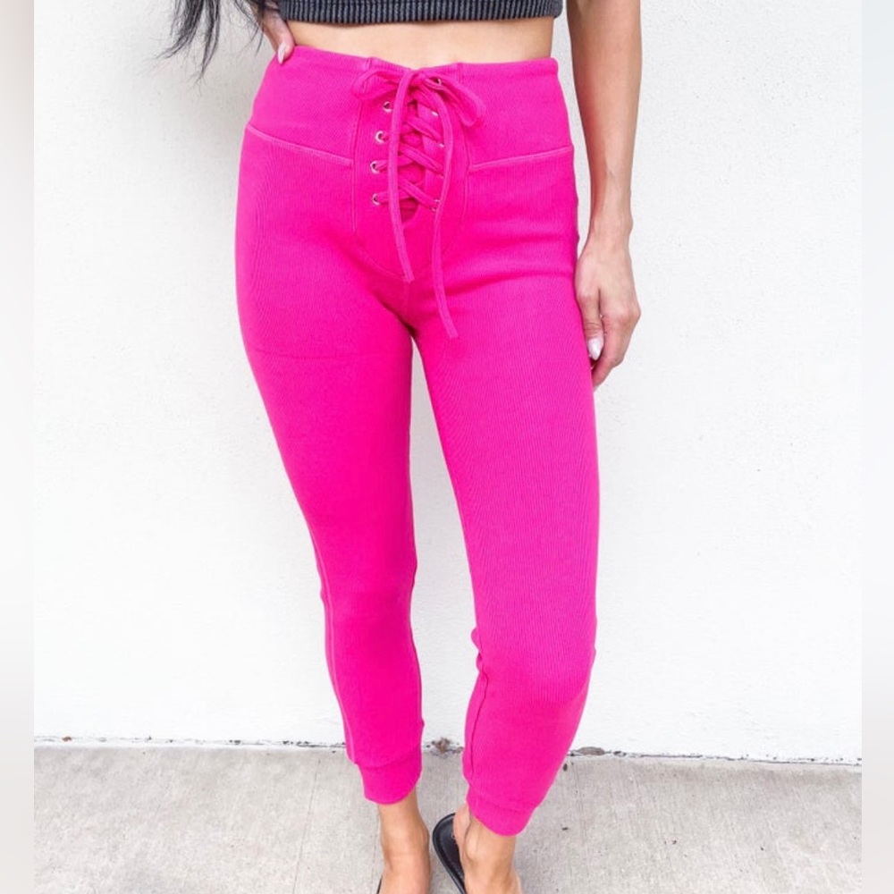 NWOT Hot Pink Tie front Joggers size Large 10/12